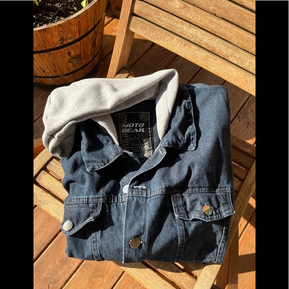 MOTO GEAR Denim Jacket with Fleece Hood. Men’s XL. GUC. - Picture 12 of 12